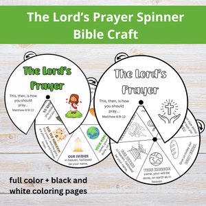 The Lord's Prayer Printable | Spinner Scripture Lesson | Printable Lords Prayer Wheel for Kids | Lords Prayer Coloring Page | Sunday School