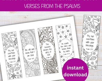 Psalms Bookmarks to Color | Bible Verse Coloring Page | DIY Bookmarks | Scripture Bookmarks | Bible Verse Bookmarks for Adults, Youth, Kids