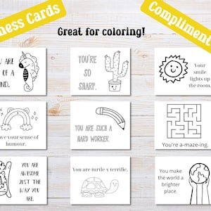 Kompliment Karten | Freundlichkeitskarten zum Ausmalen | Printable Positivity Karten | Freundlichkeits-Karten für Kinder | Karten zum ausmalen | Freundschaftskarten