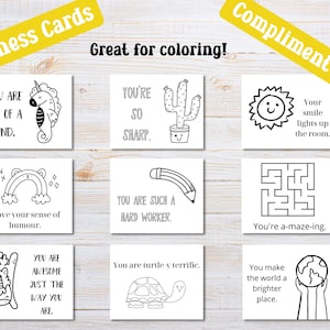 Compliment Cards | Kindness Cards to Color | Printable Positivity Cards | Kindness Cards for Kids | Coloring Cards | Friendship Cards