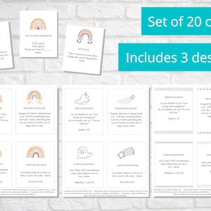 Schede di preghiera per i pasti / Preghiere stampabili per bambini / Appunti per il pranzo / 3 design, set da 20 schede ciascuno