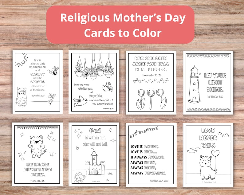Religious Mothers Day Cards to Color | Mothers Day Postcards | Mothers ...