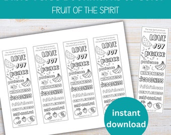 Fruit of the Spirit Bible Verse Bookmarks to Color | Kids Bible Verse Coloring Page | Sunday School Craft | Christian Bookmarks for Kids