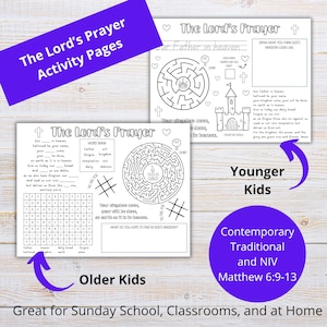 The Lord&#39;s Prayer Activity Placemat | Bible Coloring Page for Kids | Lords Prayer Activities | Sunday School Bible Lesson Worksheet