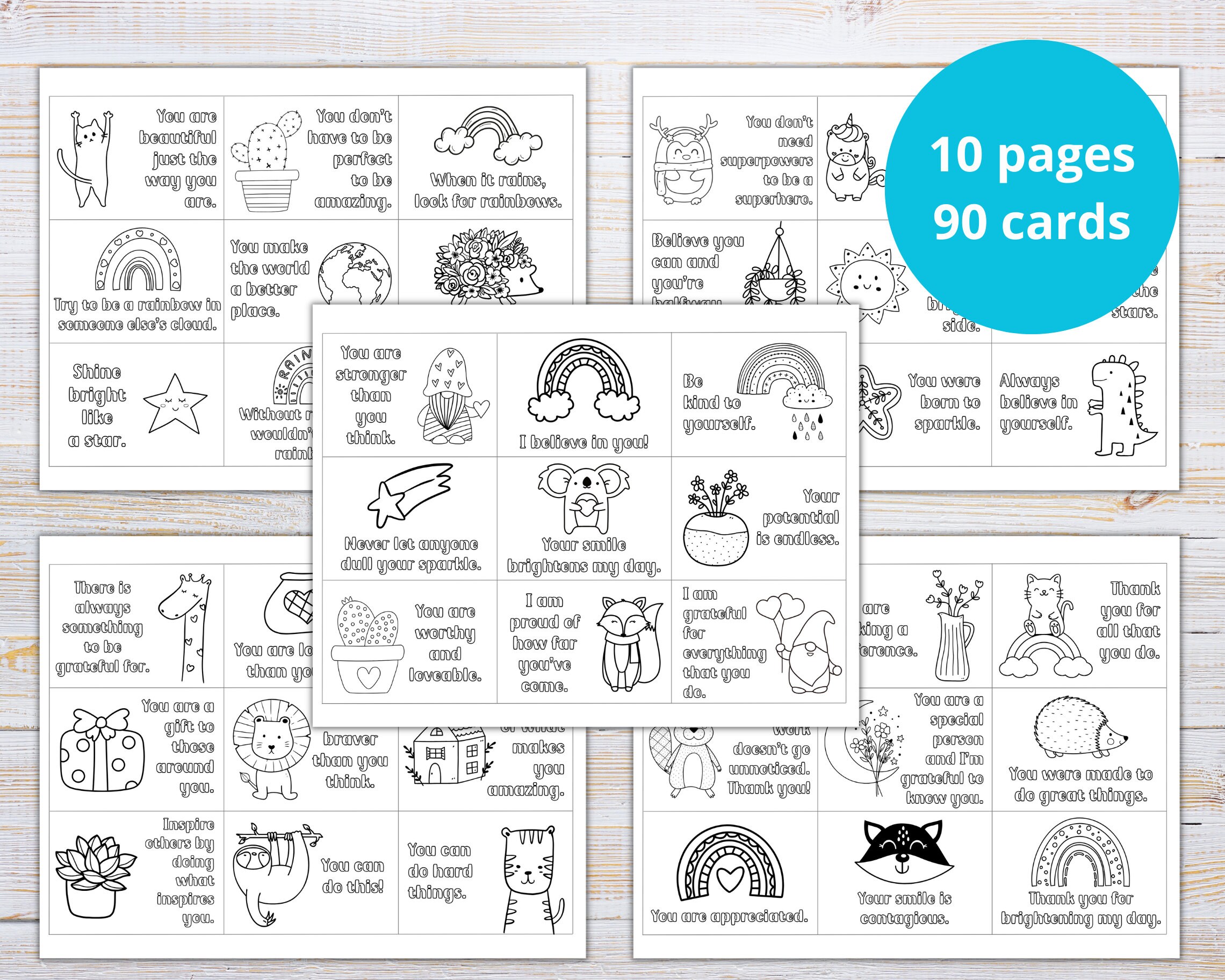 Mindfulness Cards to Color | Printable Kindness Cards | Gratitude and Appreciation Notes | Thank ...