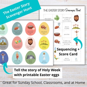 The Easter Story Scavenger Hunt | Christian Easter Egg Hunt for Kids | Holy Week Scavenger Hunt | Printable Resurrection Eggs | Easter Game