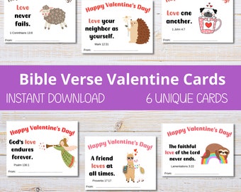 Bible Verse Valentine Cards Printable | Valentine Scripture Cards | Christian Cards | Classroom Valentine | Valentines for Kids