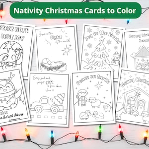 Nativity Christmas Coloring Cards | Christmas Cards to Color | Happy Birthday Jesus Coloring Pages | Religious Christmas Cards for Kids