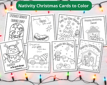 Nativity Christmas Coloring Cards | Christmas Cards to Color | Happy Birthday Jesus Coloring Pages | Religious Christmas Cards for Kids