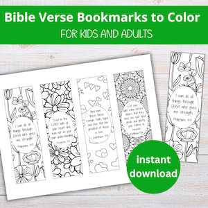 Bible Verse Bookmarks to Color | Bible Coloring Page for Kids and Adults | Printable Scripture Bookmarks | Cute Christian Bookmarks