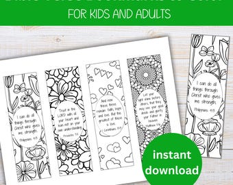 Bible Verse Bookmarks to Color | Bible Coloring Page for Kids and Adults | Printable Scripture Bookmarks | Cute Christian Bookmarks