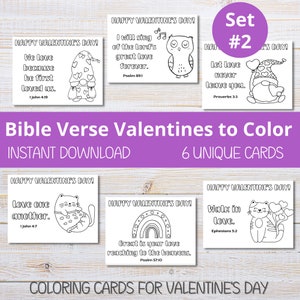Valentinstag Farbkarten Set #2 | Bibel Vers Valentines Printable | Ausmalkarten zum Valentinstag | Valentinstag Malaktivität