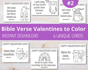 Valentine Printable Coloring Cards Set #2 | Bible Verse Valentines Printable | Valentine Coloring Cards | Valentines Coloring Activity