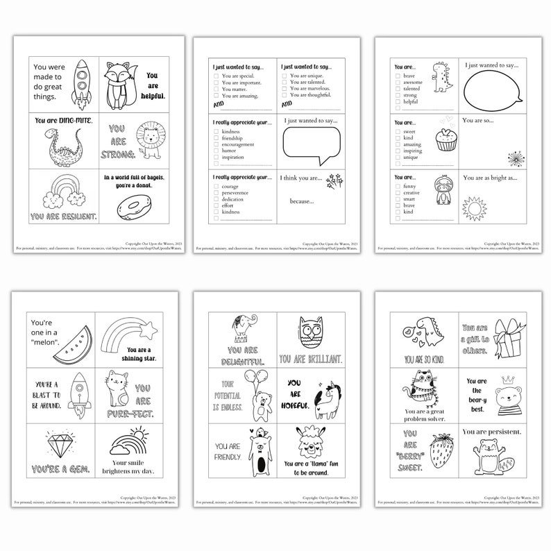 Compliment Cards to Color | Printable Kindness Cards | Friendship Cards ...