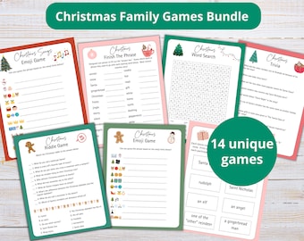 Printable Christmas Games Bundle | Christmas Party Games | Family Game Night Printable | Holiday Games and Activities for Adults and Kids