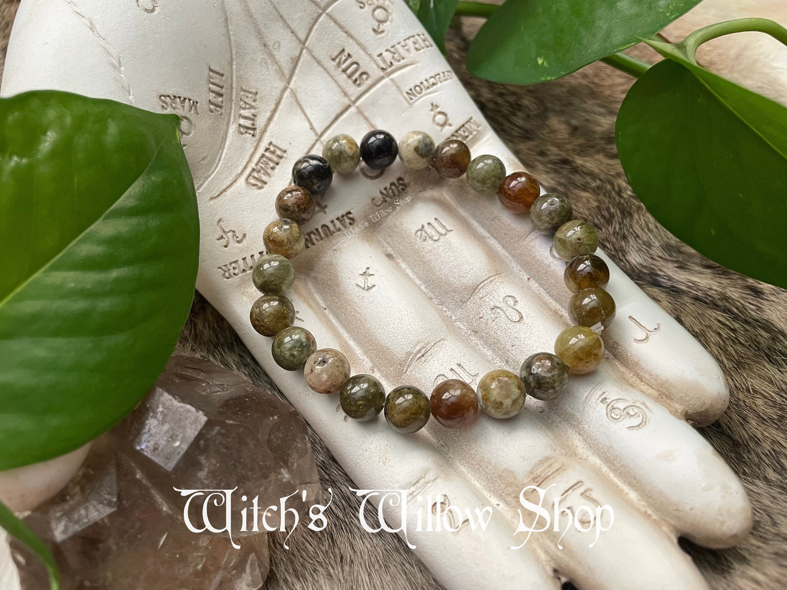 グリーンストーン フローラルデザイン Green Garnet Bracelet GREEN GARNET Genuine Crystal Bracelet | Andradite Garnet