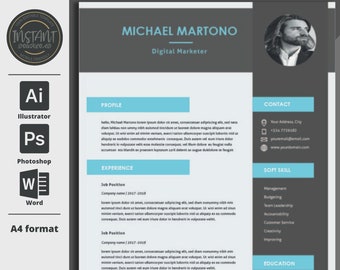 Professional Resume Template | CV Template Word | Cover Letter + References | Resume with photo | Creative Resume | Modern Resume Template