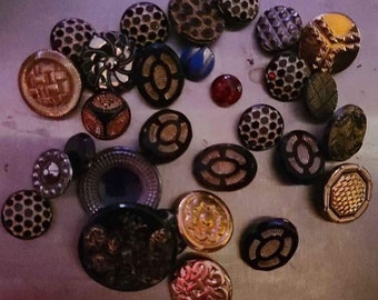 Buttons, glass (29) assortment