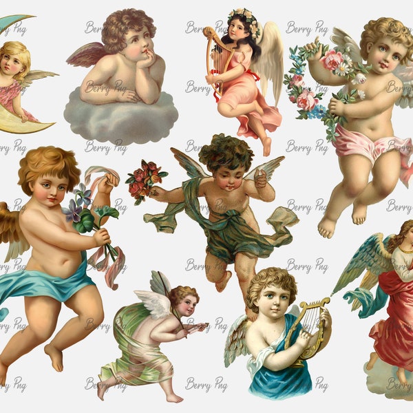 Vintage Angel PNG, Angel Clipart, Sublimation Designs , Transparent Background, Images, Angel Sticker, Bundle Png File