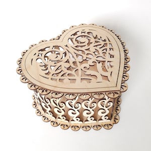 Lasergesneden hart vak SVG-bestand vak sjabloon liefde vak bestanden houten kist DXF Glowforge, XTool, Lightburn, voor lasersnijden