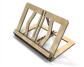 Laser Cut Book Stand Svg Reading Stand Dxf Files Glowforge XTool Lightburn For Wood Laser Cutting