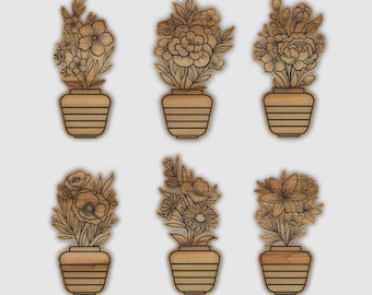 Pacchetto di fiori tagliati al laser, magneti, file SVG, incisione laser, Cricut, Glowforge, XTool, decorazione da parete Lightburn