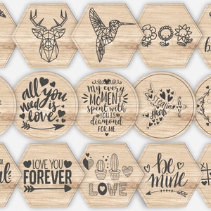 Paquete multiusos de adornos y posavasos cortados con láser, archivos Glowforge Xtool Cnc DXF, SVG, CDR