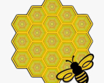 Multilayer Bee Svg Laser Cut Files | Paper Cut XTool Lightburn Glowforge Cricut Cnc | SVG DXF CDR