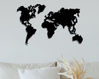 Laser Cut World Map Svg Files Home Decor Wall Art Dxf File Cnc Glowforge XTool Lightburn
