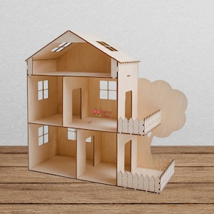 Doll House SVG Laser Cut File Glowforge File 3mm 1/8 pollici Dxf File Miniature Doll House Mobili XTool Lightburn per taglio laser legno
