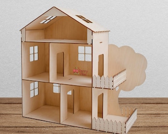 Puppenhaus SVG Laser Cut Dateien Glowforge-Dateien 3mm 1/8 Zoll Dxf-Dateien Miniaturen Puppenhaus Möbel XTool Lightburn Für Holz Laserschneiden