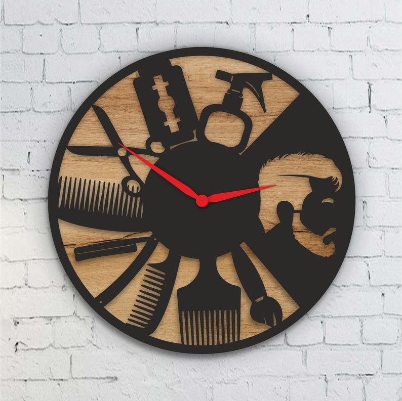 Barber Shop Clock Svg, Hairstyle Salon, Laser Cut Files, Dxf Files ...