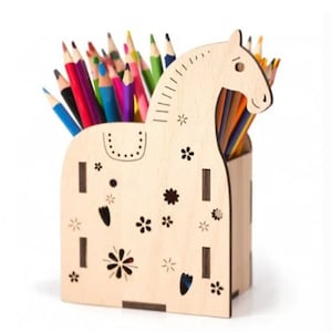 Porta-canetas Horse Svg, Arquivos de corte a laser, Estojo para lápis Svg, Porta-lápis, Caixa de lápis Svg, Glowforge, XTool, Lightburn, Para corte a laser de madeira