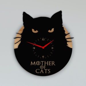 Laser Cut Mother of Cats Wall Clock File DXF, SVG, CDR Files for Laser Cutting
