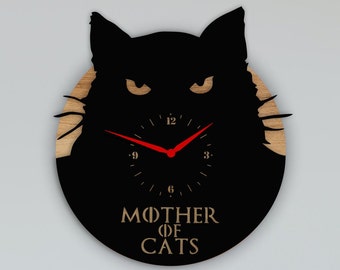 Laser-Schnitt Mutter von Katzen Wanduhr-Datei DXF, SVG, CDR-Dateien für das Laserschneiden