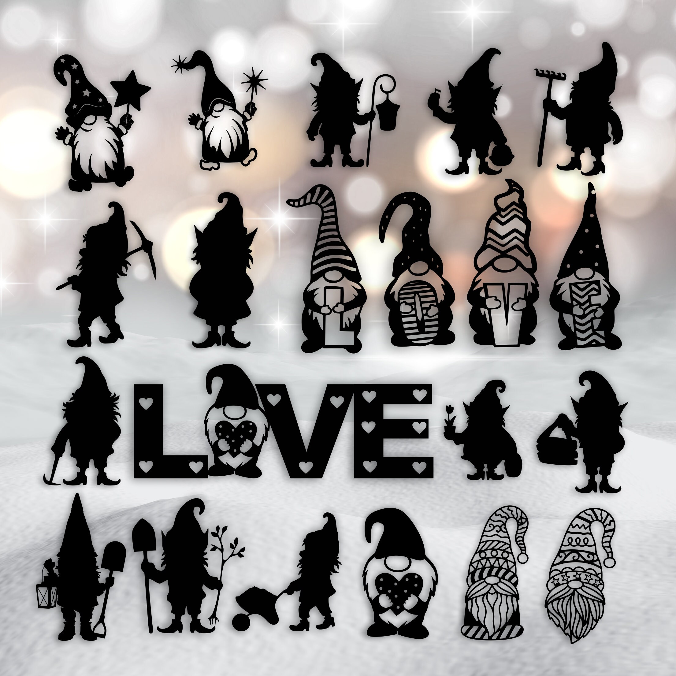 Gnomes Svg Bundle Laser Cut Files Dxf Cdr Png Glowforge Cricut Love ...