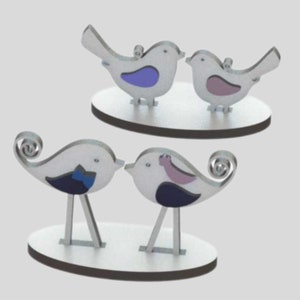 Archivos de pareja de pájaros lindos cortados con láser Paquete de pájaros Glowforge Xtool Archivos SVG DXF CDR