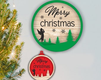 Découpé au laser joyeux Noël fichier multicouche ornement d'arbre art mural accroche-porte Glowforge Xtool Cnc
