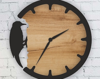 Laser Cut Vogel Uhr Datei Specht SVG DXF CDR Sofort Download