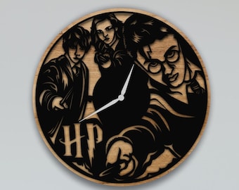 Fichier d'horloge murale HP découpé au laser pour décoration d'intérieur Fichiers DXF, SVG, CDR pour découpe laser