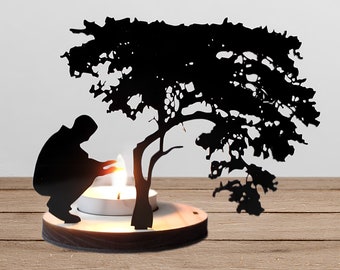 Bougeoir décoratif découpé au laser fichiers Svg veilleuse lampe lanterne Dxf Plans XTool, Lightburn, pour bois découpe laser téléchargement immédiat