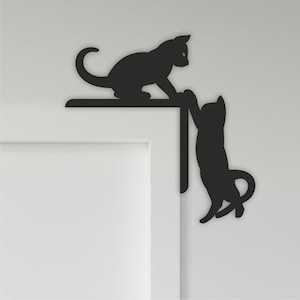 Chats mignons coin de porte découpé au laser fichiers Svg cadre de porte art mural fichiers Dxf Cnc routeur Plans fichiers vectoriels Glowforge téléchargement immédiat