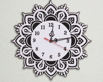 Lace Pattern Clock SVG Laser Cut Files DXF File for Laser Wall Art Decor Glowforge, XTool, Lightburn