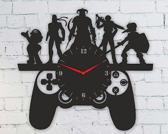 Laser Cut Gamer Wall Clock Glowforge XTool Lightburn Files SVG DXF CDR Download