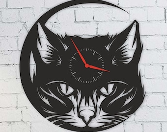 Cat Wall Clock Svg, Laser Cut Files, Glowforge Files, Dxf Files, XTool, Lightburn, For Wood Laser Cutting