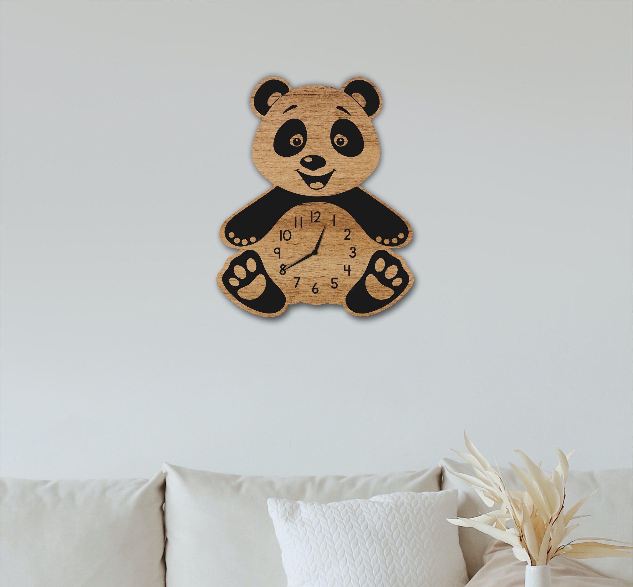 Laser Cut Teddy Bear Clock File Kids Wall Clock DXF, SVG, CDR