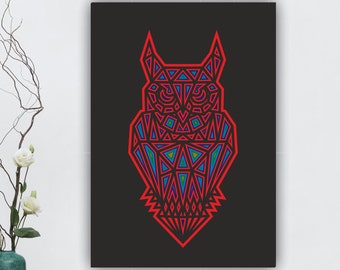 Laser Cut Owl File, Geometric Wall Art (SVG, DXF, CDR)
