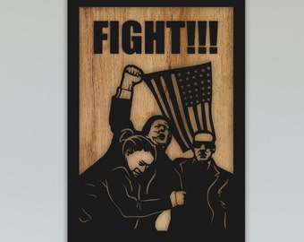 Fichier de combat Donald Trump découpé au laser, art mural, décoration d'intérieur, Glowforge Xtool Cnc SVG DXF CDR