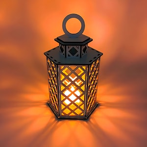 Archivo SVG de lámpara de linterna cortada con láser, portavelas DXF, decoración del hogar, proyectos Glowforge, XTool Lightburn, corte láser