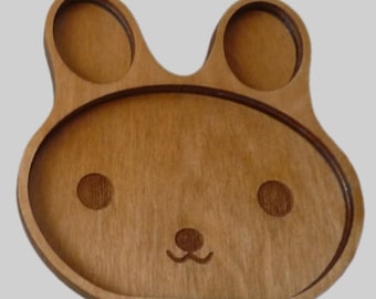 Fichier de plateau de petit-déjeuner pour enfants découpé au laser, lapin et ours en peluche (SVG DXF CDR)